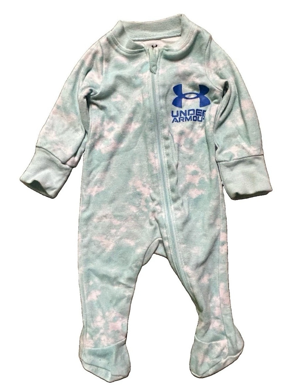 Baby Footie Pajamas Ribbed Lions Under Armour 2 Way Zipper Size 0-3 Months - Picture 5 of 7